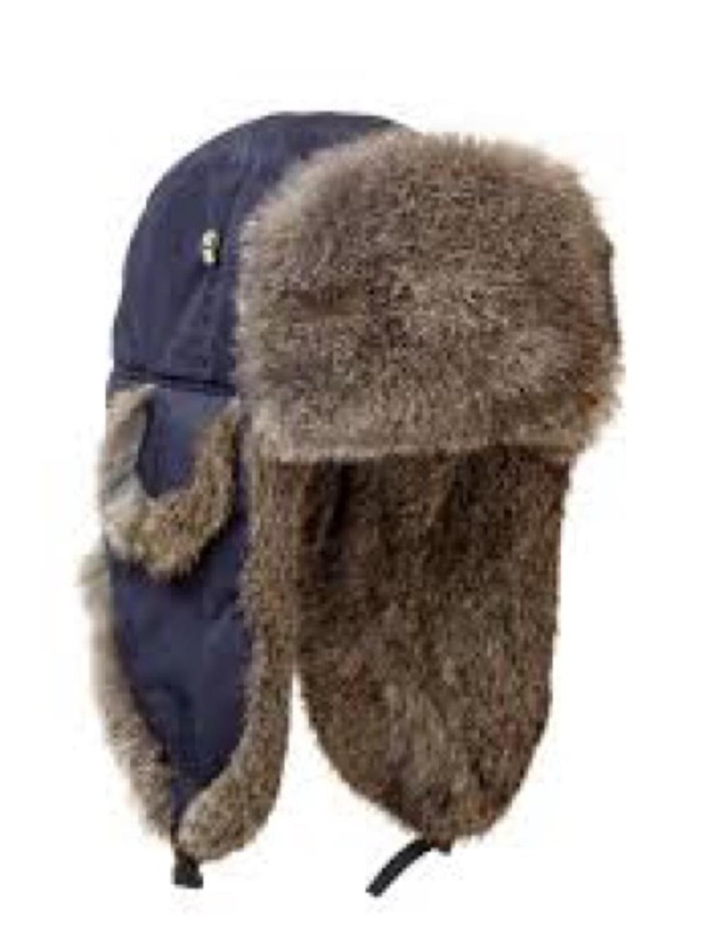 Mad Bomber Navy Bomber Hat with Grey Rabbit Fur size L